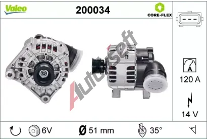 VALEO Alterntor VALEO CORE-FLEX VA 200034, 200034