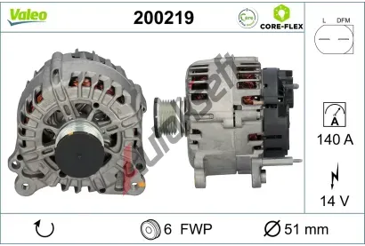 VALEO Alternátor VALEO CORE-FLEX VA 200219, 200219 VALEO Alternátor VALEO CORE-FLEX VA 200219, 200219