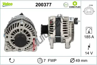 VALEO Alternátor VALEO CORE-FLEX VA 200377, 200377 VALEO Alternátor VALEO CORE-FLEX VA 200377, 200377