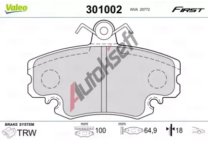 VALEO Sada brzdovch destiek FIRST VA 301002, 301002