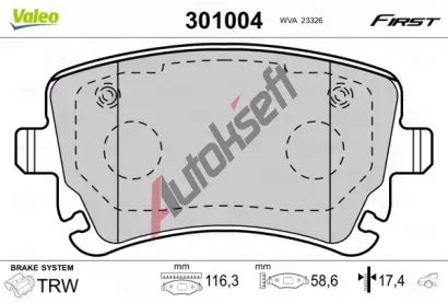 VALEO Sada brzdovch destiek FIRST VA 301004, 301004