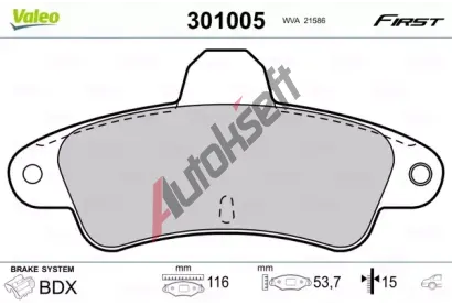 VALEO Sada brzdovch destiek FIRST VA 301005, 301005