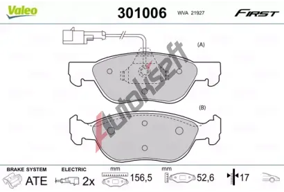 VALEO Sada brzdovch destiek FIRST VA 301006, 301006