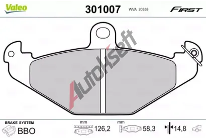 VALEO Sada brzdovch destiek FIRST VA 301007, 301007