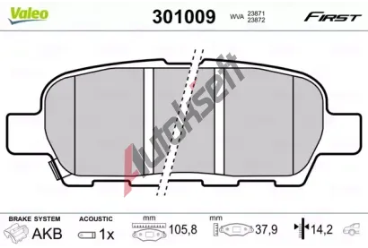 VALEO Sada brzdovch destiek FIRST VA 301009, 301009