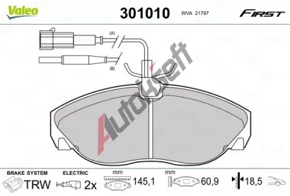 VALEO Sada brzdovch destiek FIRST VA 301010, 301010