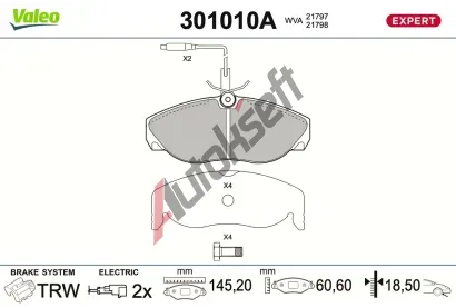 VALEO Sada brzdov�ch desti�ek EXPERT VA 301010A, 301010A