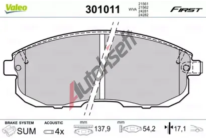 VALEO Sada brzdovch destiek FIRST VA 301011, 301011
