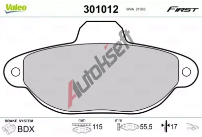 VALEO Sada brzdovch destiek FIRST VA 301012, 301012