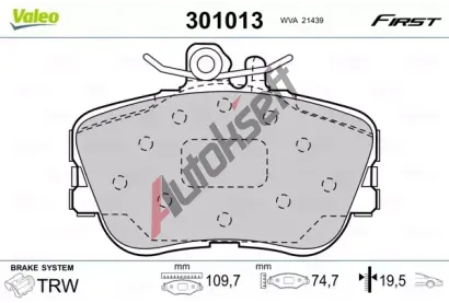 VALEO Sada brzdovch destiek FIRST VA 301013, 301013