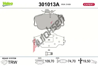 VALEO Sada brzdov�ch desti�ek EXPERT VA 301013A, 301013A