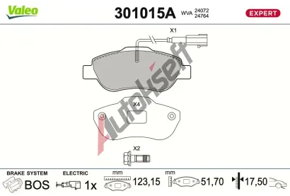 VALEO Sada brzdov�ch desti�ek EXPERT VA 301015A, 301015A