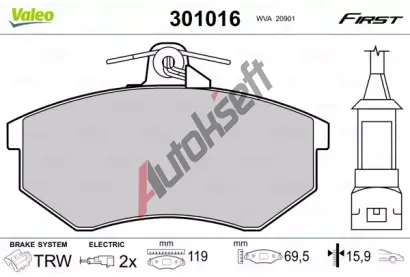 VALEO Sada brzdovch destiek FIRST VA 301016, 301016