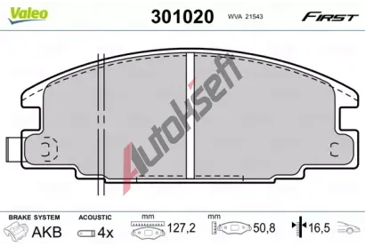 VALEO Sada brzdovch destiek FIRST VA 301020, 301020