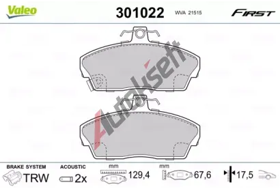 VALEO Sada brzdovch destiek FIRST VA 301022, 301022