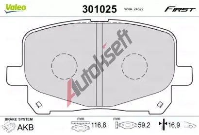 VALEO Sada brzdovch destiek FIRST VA 301025, 301025