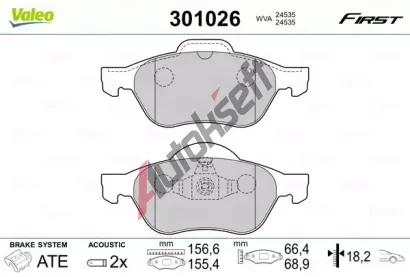 VALEO Sada brzdových destiček FIRST VA 301026, 301026  VALEO Sada brzdových destiček FIRST VA 301026, 301026