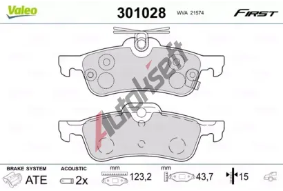 VALEO Sada brzdových destiček FIRST VA 301028, 301028 VALEO Sada brzdových destiček FIRST VA 301028, 301028