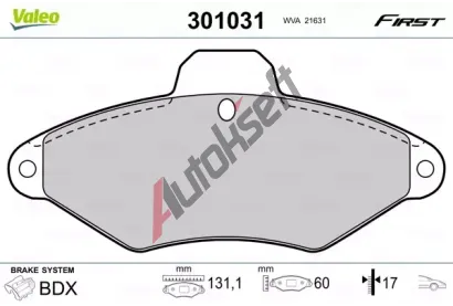 VALEO Sada brzdovch destiek FIRST VA 301031, 301031