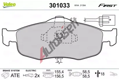 VALEO Sada brzdovch destiek FIRST VA 301033, 301033
