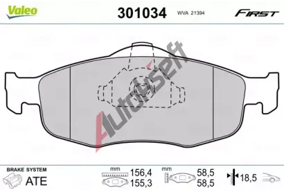 VALEO Sada brzdovch destiek FIRST VA 301034, 301034