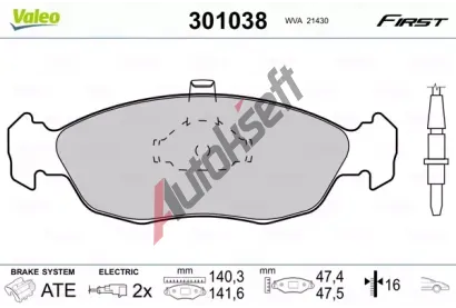 VALEO Sada brzdovch destiek FIRST VA 301038, 301038