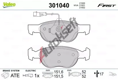 VALEO Sada brzdovch destiek FIRST VA 301040, 301040