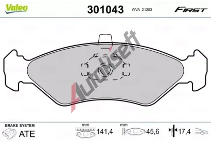 VALEO Sada brzdovch destiek FIRST VA 301043, 301043