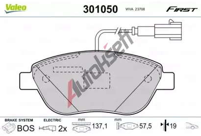 VALEO Sada brzdovch destiek FIRST VA 301050, 301050