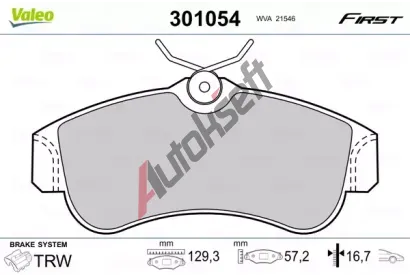 VALEO Sada brzdových destiček FIRST VA 301054, 301054  VALEO Sada brzdových destiček FIRST VA 301054, 301054