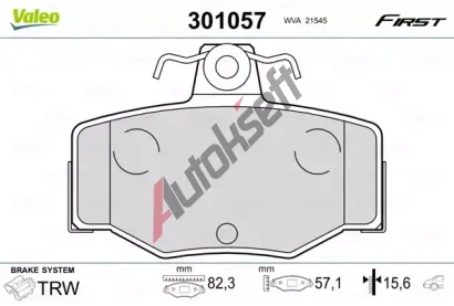 VALEO Sada brzdových destiček FIRST VA 301057, 301057 VALEO Sada brzdových destiček FIRST VA 301057, 301057