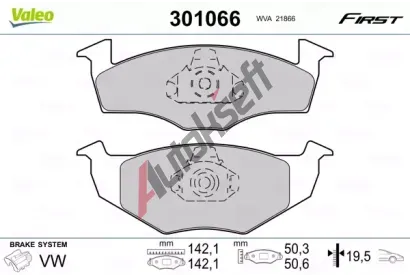 VALEO Sada brzdovch destiek FIRST VA 301066, 301066