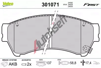 VALEO Sada brzdovch destiek FIRST VA 301071, 301071
