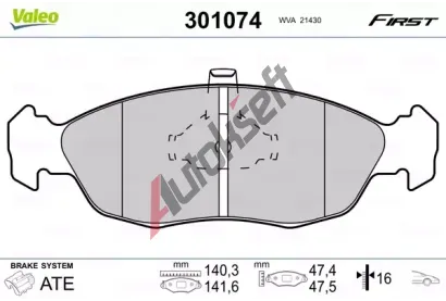 VALEO Sada brzdovch destiek FIRST VA 301074, 301074