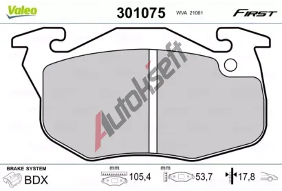 VALEO Sada brzdovch destiek FIRST VA 301075, 301075