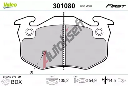 VALEO Sada brzdovch destiek FIRST VA 301080, 301080