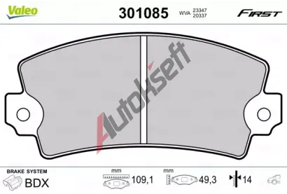 VALEO Sada brzdovch destiek FIRST VA 301085, 301085