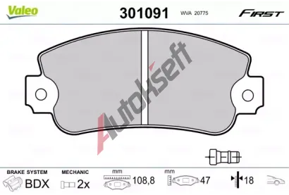 VALEO Sada brzdovch destiek FIRST VA 301091, 301091