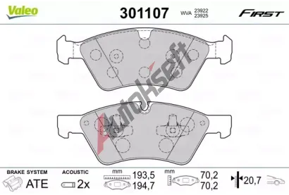 VALEO Sada brzdovch destiek FIRST VA 301107, 301107