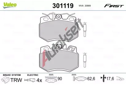 VALEO Sada brzdovch destiek FIRST VA 301119, 301119