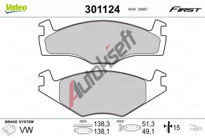 VALEO Sada brzdovch destiek FIRST VA 301124, 301124