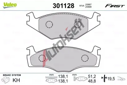 VALEO Sada brzdovch destiek FIRST VA 301128, 301128