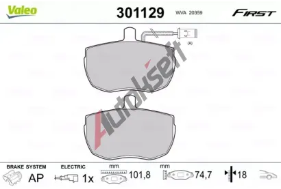 VALEO Sada brzdovch destiek FIRST VA 301129, 301129