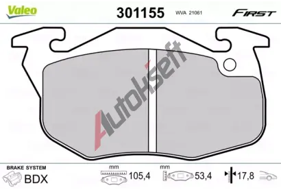 VALEO Sada brzdovch destiek FIRST VA 301155, 301155