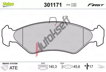VALEO Sada brzdových destiček FIRST VA 301171, 301171 VALEO Sada brzdových destiček FIRST VA 301171, 301171