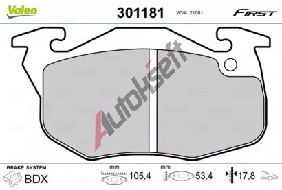 VALEO Sada brzdových destiček FIRST VA 301181, 301181 VALEO Sada brzdových destiček FIRST VA 301181, 301181