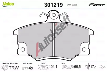 VALEO Sada brzdovch destiek FIRST VA 301219, 301219