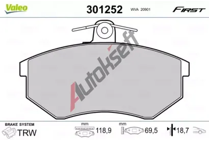 VALEO Sada brzdovch destiek FIRST VA 301252, 301252