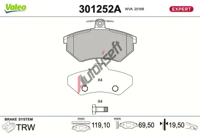 VALEO Sada brzdových destiček EXPERT VA 301252A, 301252A VALEO Sada brzdových destiček EXPERT VA 301252A, 301252A
