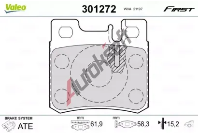 VALEO Sada brzdovch destiek FIRST VA 301272, 301272